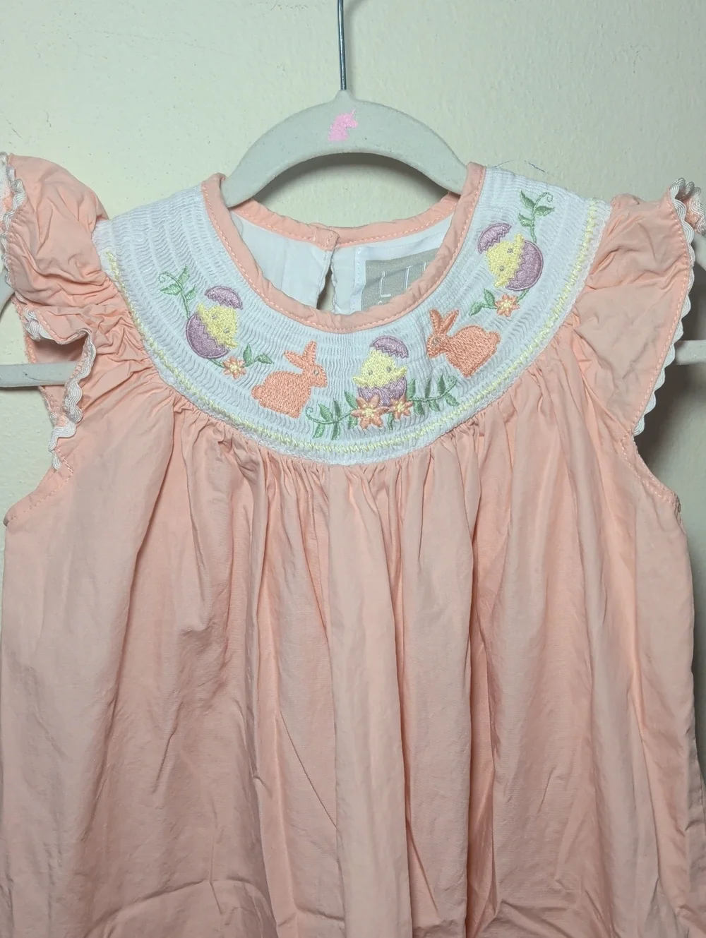 Lil Cactus Smocked Easter Dress Pink White Bunny Chick 100% Cotton Girls Size 5